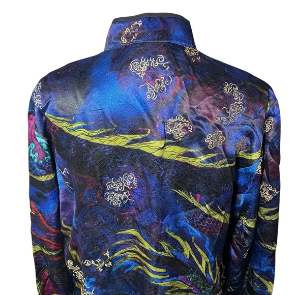 Chico’s Shanghai Dream Marzipan Silk Kimono Jacket Blue Sz 3 XL Jewel Tones NWT - Picture 10 of 15